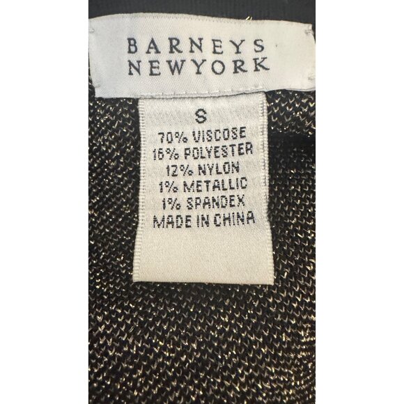 Barneys New York Small Black & Gold Metallic Knit Sweater Dress - Picture 2 of 13
